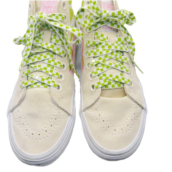 Vans X EM Holiday SK8-HI Pink Green Womens Sneakers 9.5 Checkerboard Preppy - Picture 3 of 11